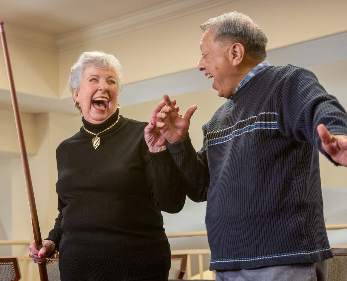 Independent seniors in El Dorado Hills playing pool