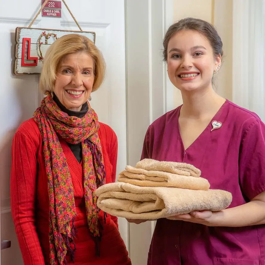El Dorado Estates women given towels to women